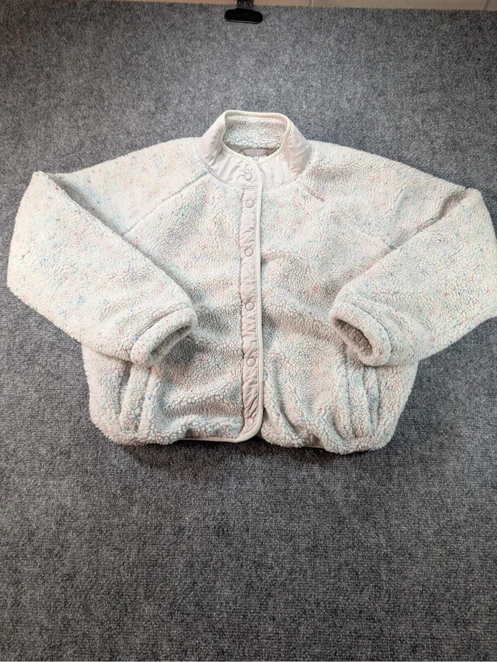 GAP Teen Sherpa Fleece Jacket 18-20 White with Multicolor Speckles Juniors